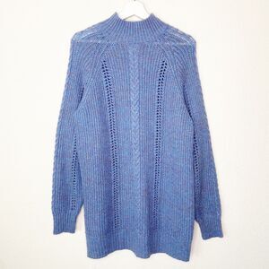 Lauren Conrad Cable Knit Mock Neck Marled Tunic Sweater M